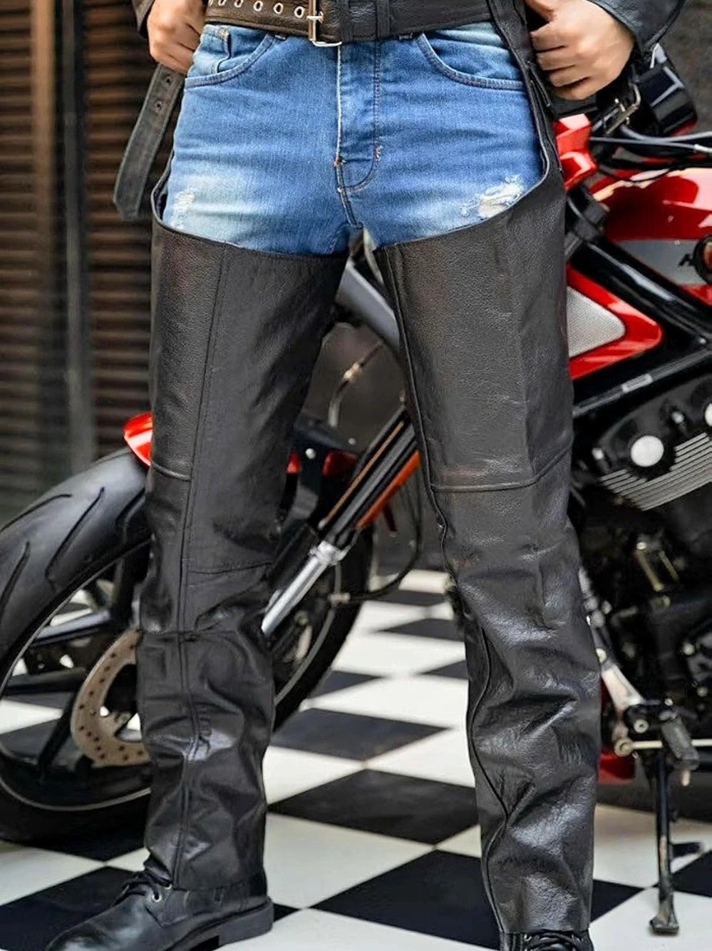Leather Gallery Leather Motorcycle Chaps Black XL Like New Perfect Condition